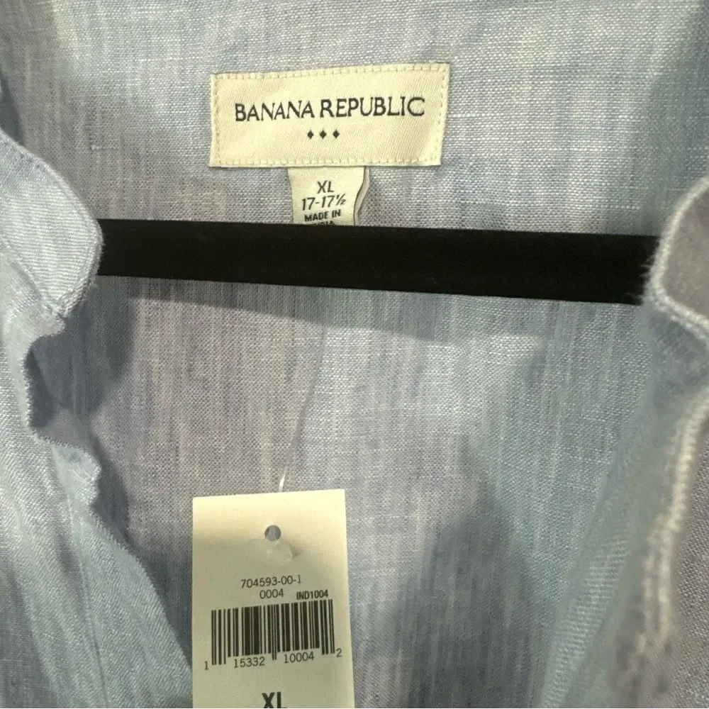 Banana Republic Vintage Light Blue Loose Linen Tunic Shirt